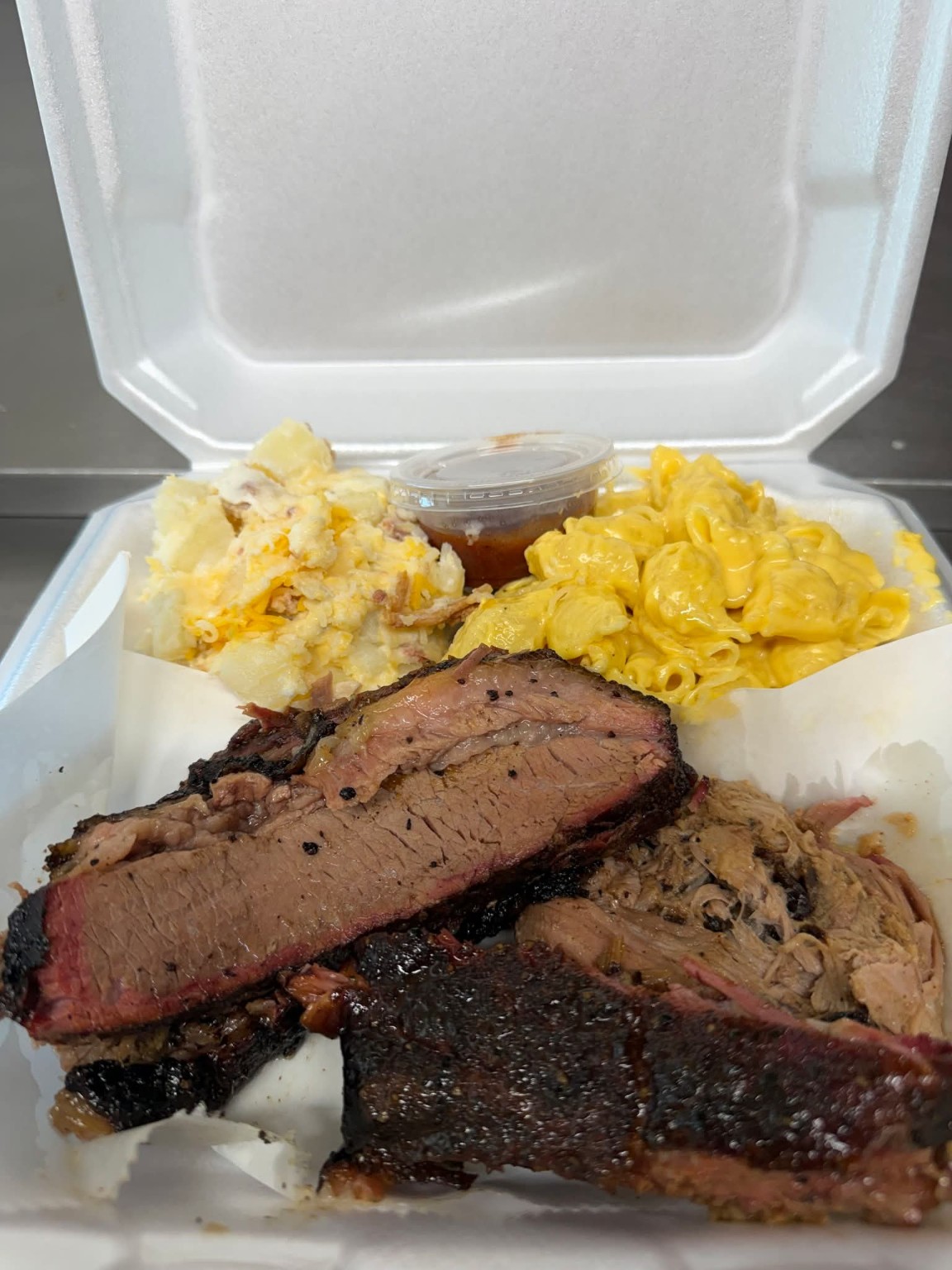 Brisket and pulled pork plate